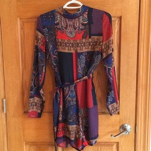 Patterned Romper with Tie